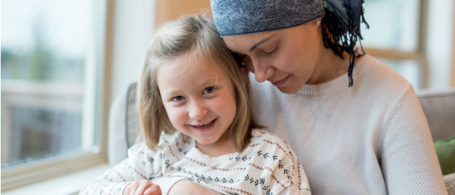 Young mother with cancer and her daughter